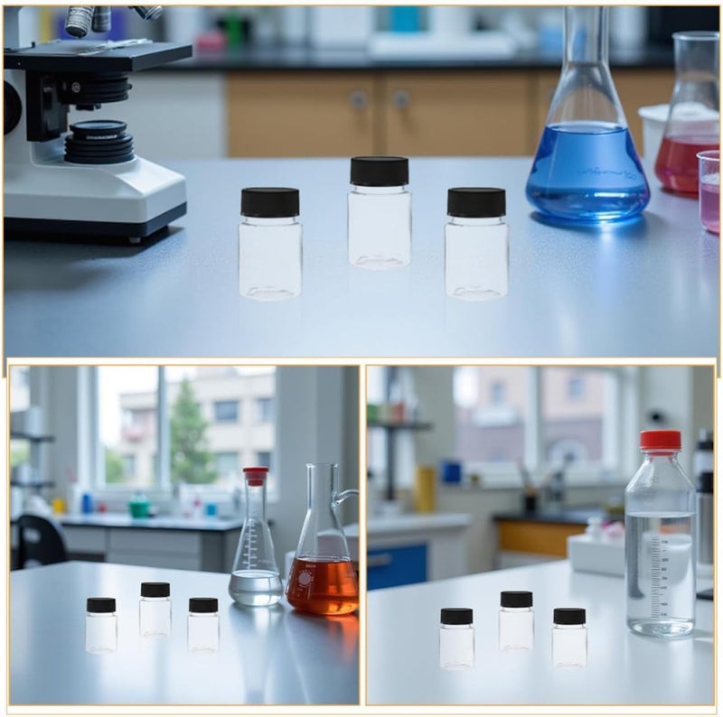 MAGICLULU 50pcs Plastic Sample Bottles 20ml Wide Mouth Reagent Bottles with Screw Caps Leak-proof Pet Liquid Containers for Chemical Analysis and Field Sampling - Image 3