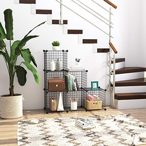 C&AHOME Wire Cube Storage, 6 - Cube Organizer Metal C Grids, Modular Shelves Units, Storage Bins Shelving, Closet Organizer, Ideal for Home, Office, Living Room, 36.6”L x 12.4”W x 36.6”H Black - Image 4
