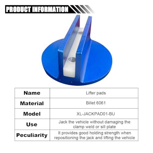 LHDOS Universal Magnetic Jack Pad, 0.37" Slotted Aluminum Grooved Jack Puck Pinch, Pinch Weld Frame Rail Adapter with Large Slotted for Most Cars (Blue) - Image 3