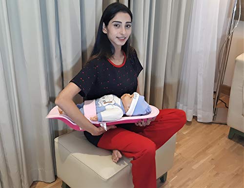 HOOPA 2-in-1 Infant Carrier for Newborn (0–4 Months) | Reclined Carrying & Breastfeeding Support | Strong Back Support | Indoor & Outdoor Use | Feeding Pillow | Nursing pad |Pink front+Strawberry back - Image 4