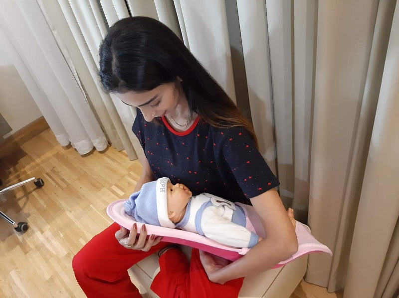 HOOPA 2-in-1 Infant Carrier for Newborn (0–4 Months) | Reclined Carrying & Breastfeeding Support | Strong Back Support | Indoor & Outdoor Use | Feeding Pillow | Nursing pad |Pink front+Strawberry back - Image 3