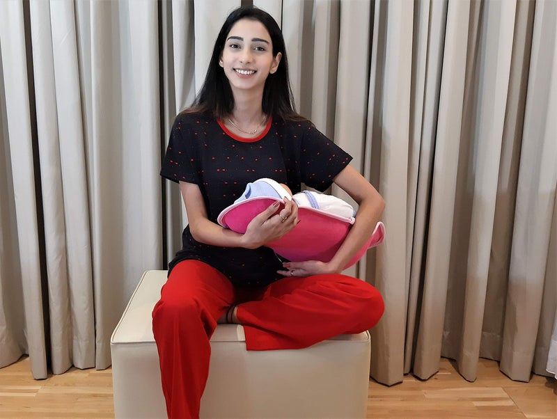 HOOPA 2-in-1 Infant Carrier for Newborn (0–4 Months) | Reclined Carrying & Breastfeeding Support | Strong Back Support | Indoor & Outdoor Use | Feeding Pillow | Nursing pad |Pink front+Strawberry back - Image 2