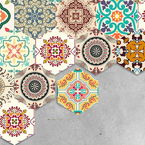 Alwayspon 10 Pcs Hexagon Non-Slip Floor Sticker for Home Decor, Peel and Stick Self-Adhesive Wall Sticker for Living Room Kitchen Bathroom, 7.9x9.1inch - Image 1