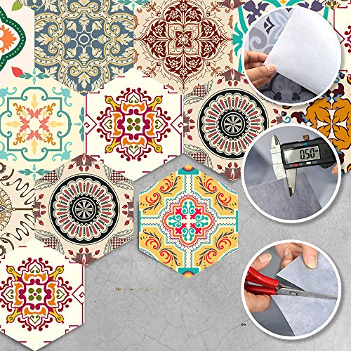 Alwayspon 10 Pcs Hexagon Non-Slip Floor Sticker for Home Decor, Peel and Stick Self-Adhesive Wall Sticker for Living Room Kitchen Bathroom, 7.9x9.1inch - Image 2