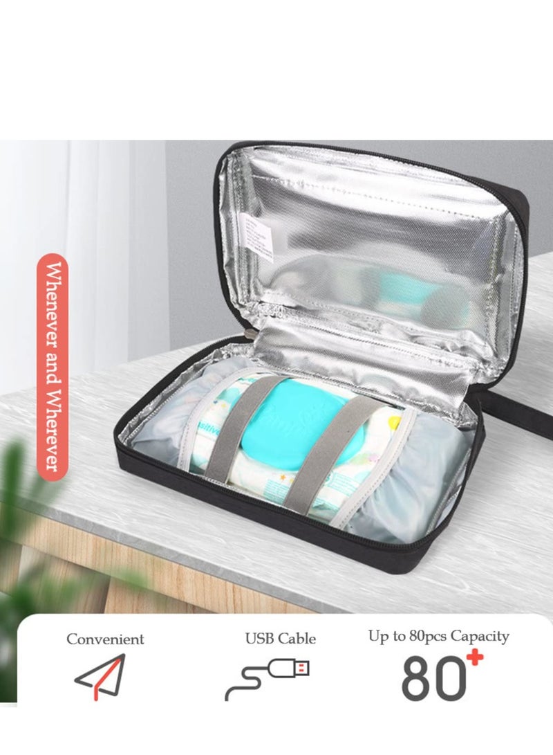 سخان مناديل السيارة مع شاشة عرض رقمية محمولة بمنفذ USB وحقيبة تدفئة ترموستات للأطفال قابلة للتعديل حتى 80 قطعة للاستخدام المنزلي والسفر والتخييم - Image 2