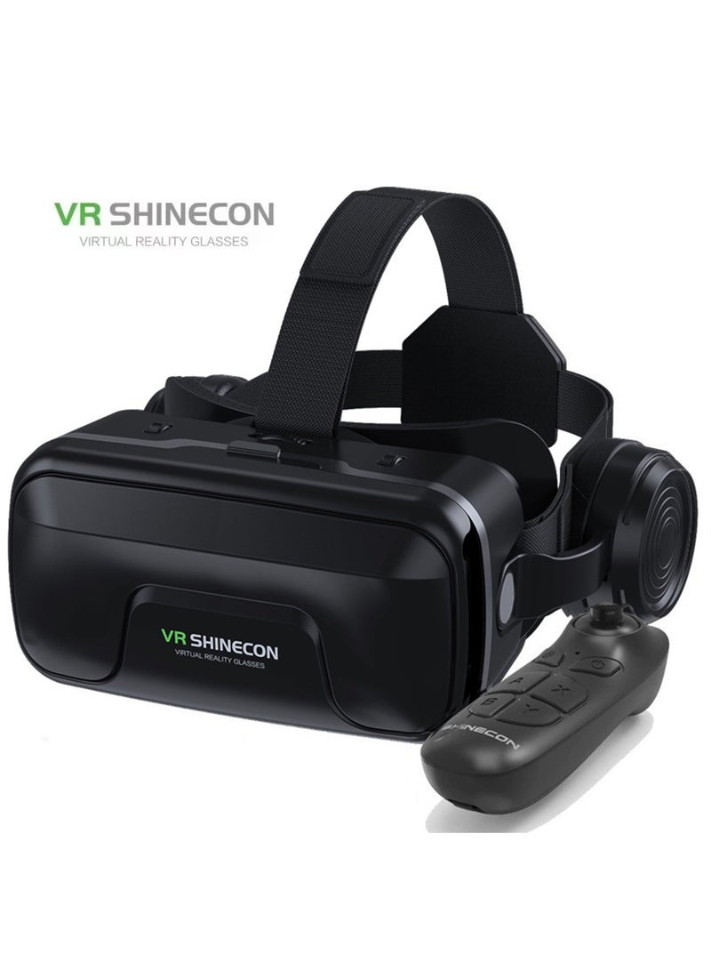 general Classic VR Goggles VR SHINECON 3D Virtual Reality Glasses+ Controller Bluetooth Headset Version VR Glasses for TV, Movies & Video Games Compatible with iOS & Android Smartphone Within 5.5-7.2 inch Screen Phone Eye Protected Soft & Comfortable Adjustable Distance IMAX Giant Screen/Optical Lenses/Panoramic Roaming/ Immersive Games - Image 1