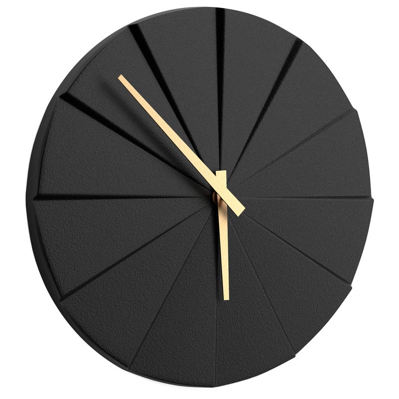 Driini Staircase Modern Wall Clock  Unique 105 in Frameless Concrete Design  Contemporary Minimalist Decor No Numbers  Silent Battery Operated Clocks with Decorative Wooden Hands Black