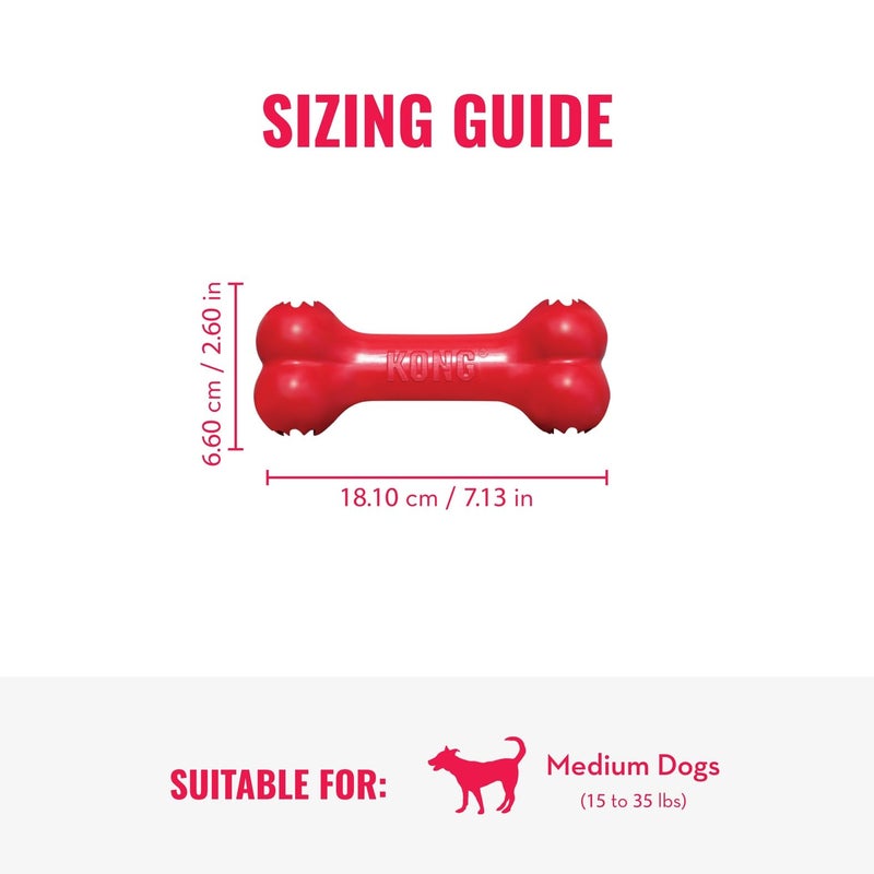 KONG Goodie Bone - Classic Durable Natural Rubber Dog Bone, Supports Mental Engagement - Treat Dispensing - Red - for Medium Dogs - Image 5