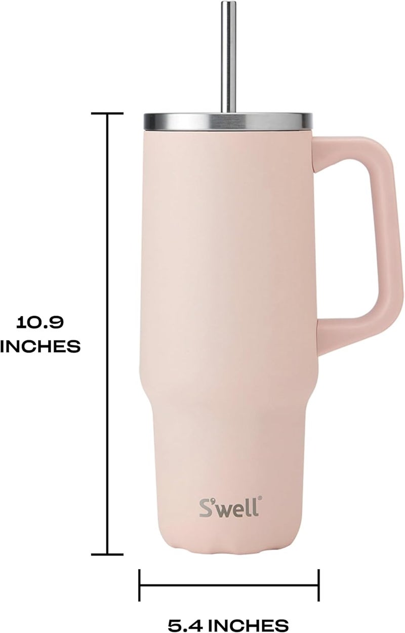 S'well Recycled Stainless Steel Tumbler XL with Straw and Handle, 30oz, Himalayan Salt, Triple Layered Vacuum Insulated Containers Keeps Drinks Cold for 36 hours and Hot for 9 - Image 4