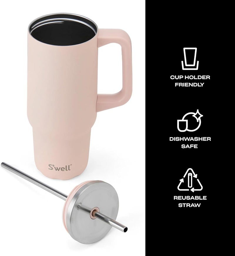 S'well Recycled Stainless Steel Tumbler XL with Straw and Handle, 30oz, Himalayan Salt, Triple Layered Vacuum Insulated Containers Keeps Drinks Cold for 36 hours and Hot for 9 - Image 3