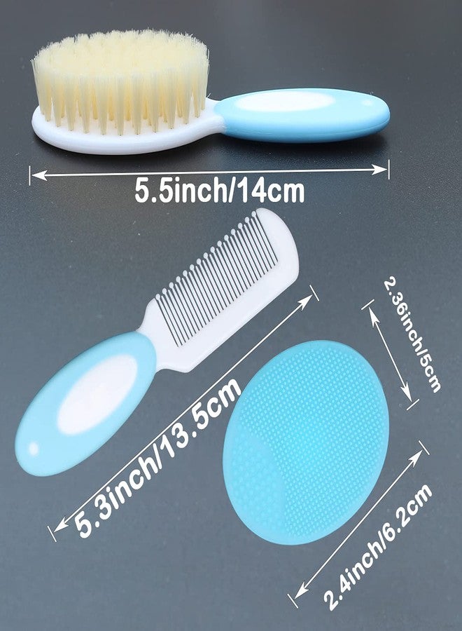 Duruan Baby Hair Brush &Silicone Baby Cradle Cap Brush Set, for Newborns & Toddlers-Natural Soft Goat Bristles-Ideal for Cradle Cap-Perfect Baby Registry Gift (Blue) - Image 2