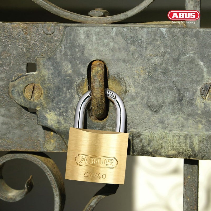 Abus 55/40 Solid Brass Padlock with 2 Keys for School, Gym, Cabinet 1 1/2in (40mm) Wide, Keyed Different - Image 4