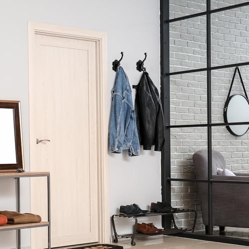 Zonon Vintage Coat Hooks Antique Wall Hooks Towel Hook for Hanging Purse Hat Keys Clothes Curtain Unique Heavy Duty Bathroom Hook for Wall(2 Pcs,Black) - Image 5