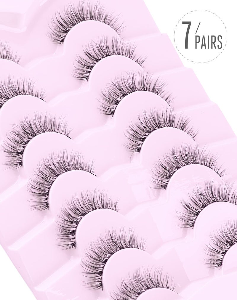 Onlyall Wispy Lashes Natural Look Short Eyelashes Lite Volume False Eyelashes Natural Lashes Soft False Eye Lashes Pack 7 Pairs D4 - Image 3