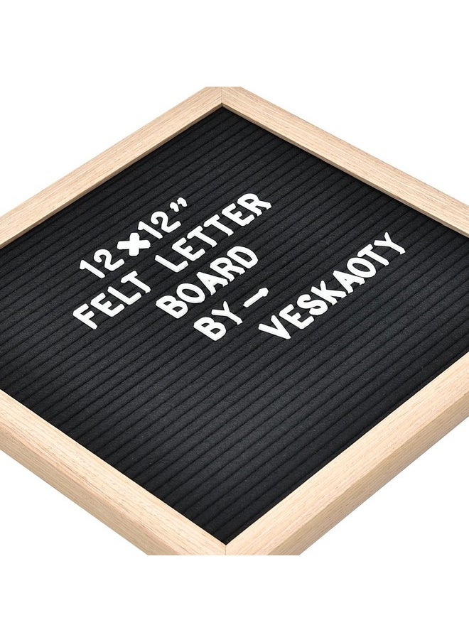 Veskaoty Felt Letter Board With 460 Letters Numbers & Symbols 12 X 12 Inch Changeable Message Board With Wooden Frame Wall Mount Hook (Black Board & Wood Frame)  - Image 2