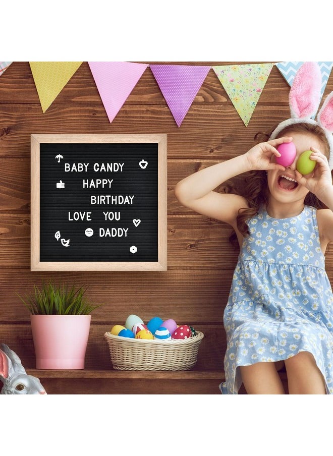 Veskaoty Felt Letter Board With 460 Letters Numbers & Symbols 12 X 12 Inch Changeable Message Board With Wooden Frame Wall Mount Hook (Black Board & Wood Frame)  - Image 4