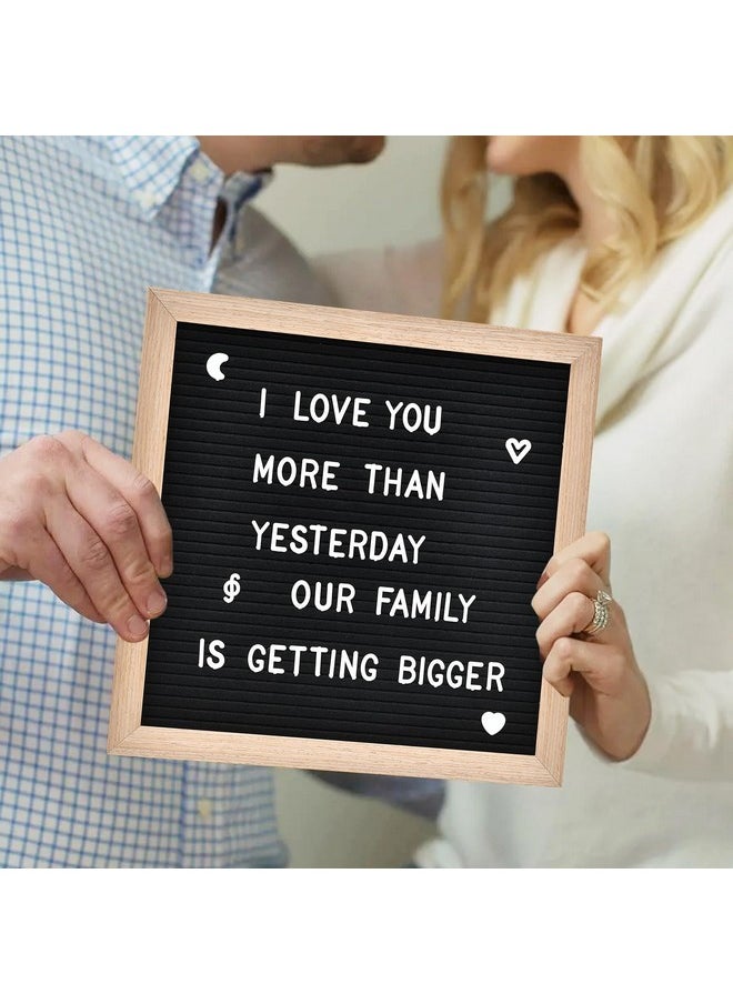 Veskaoty Felt Letter Board With 460 Letters Numbers & Symbols 12 X 12 Inch Changeable Message Board With Wooden Frame Wall Mount Hook (Black Board & Wood Frame)  - Image 3