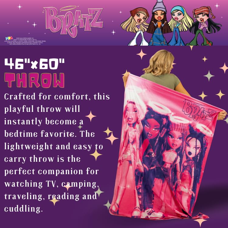 Franco Collectibles Bratz Dolls Bedding Super Soft Plush Throw  46 in x 60 in  (Official Licensed Product) - Image 2