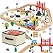 VEVOR 70PCS Wooden Train Set with Magnetic Crane Wood Train Track Toy for Kids Ages 38 Construction Crane Railway Set Compatible with Major Brands Christmas Birthday Toy for Toddlers Boys Girls - Image 2