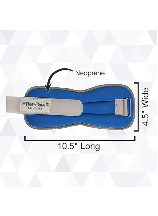 TheraBand Comfort Fit Ankle & Wrist Weight Set – 2.2kg Pair (1.10kg Each) – Adjustable Cuff Weights for Exercise, Walking, & Physical Therapy – Blue - Image 2