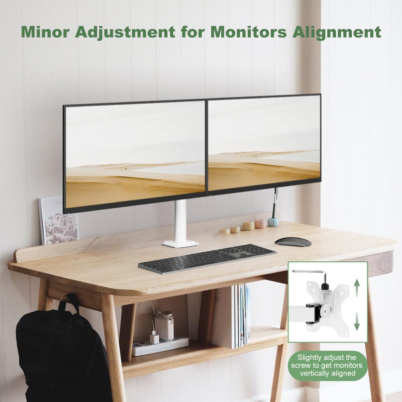 UPGRAVITY Dual Monitor Mount Stand for Two 17"-32" Flat/Curved Computer Screens, Fully Adjustable Dual Monitor Arms Hold up to 17.6lbs, VESA 75x75/100x100mm, C-Clamp/Grommet Base, White - Image 3