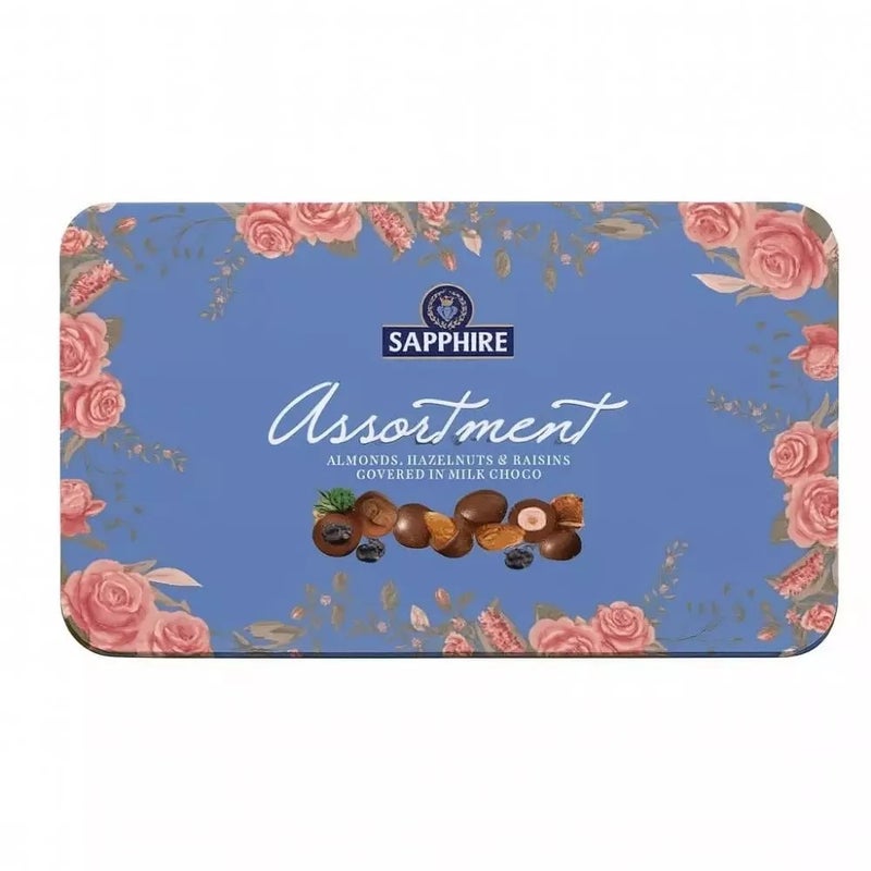 Sapphire Assortment Almonds Hazelnuts and Raisins Covered Milk Chocolate- 175gms