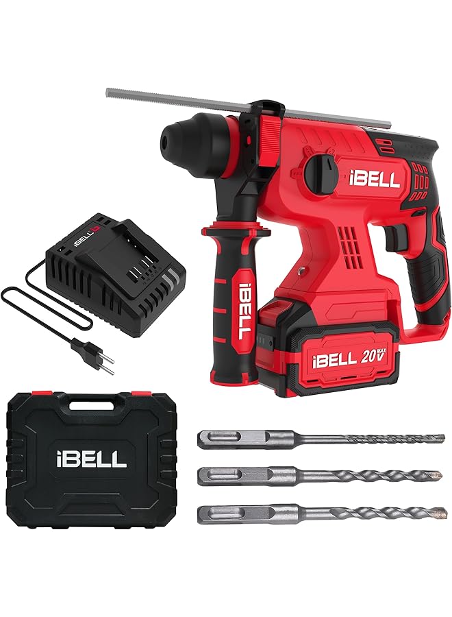 آي بيل مثقاب مطرقة دوارة بدون فرشاة Bh22 47، 20 فولت تيار مستمر، بطارية Sds Plus، 0-1400 دورة في الدقيقة، 2.2 جول، طاقة تأثير، 4 أوضاع للخرسانة والخشب والصلب، يتضمن بطارية 4 أمبير وشاحن في صندوق BMC - Image 1