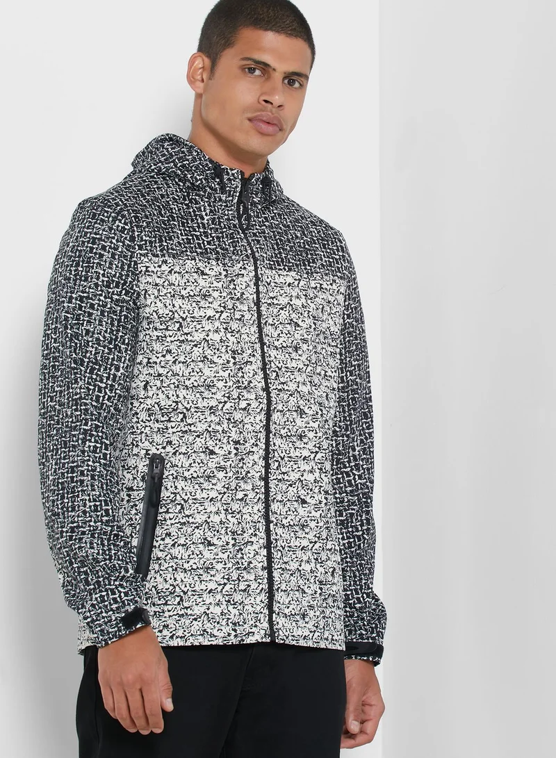 French Connection Color Block Zip Through Hoodie