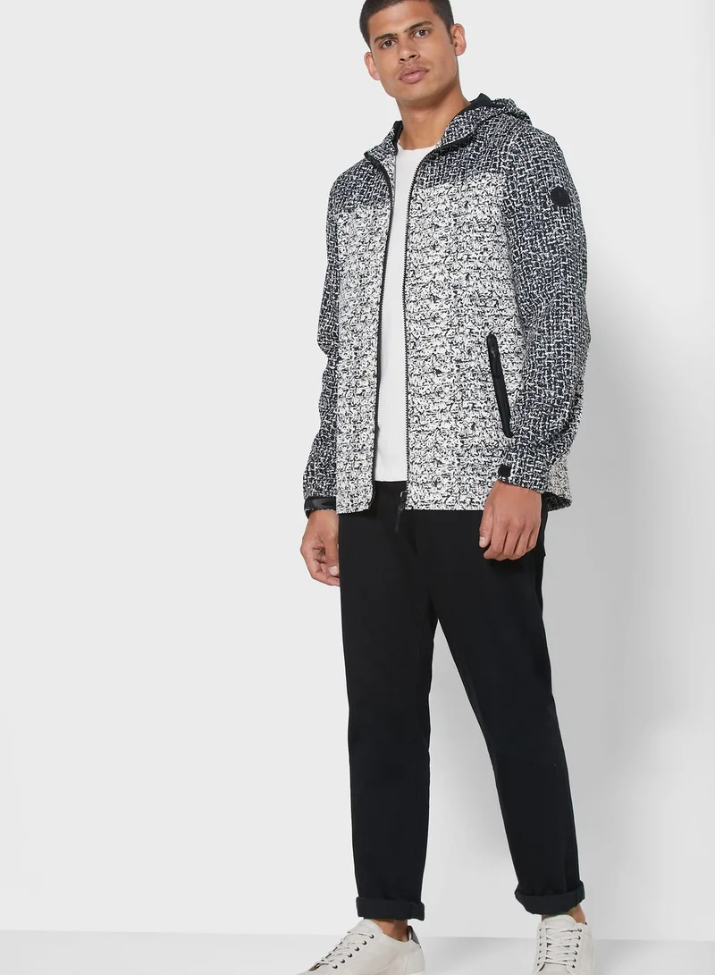 French Connection Color Block Zip Through Hoodie