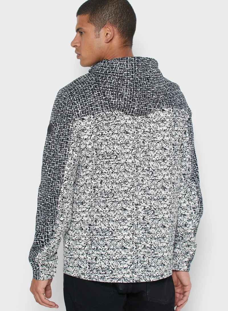 French Connection Color Block Zip Through Hoodie
