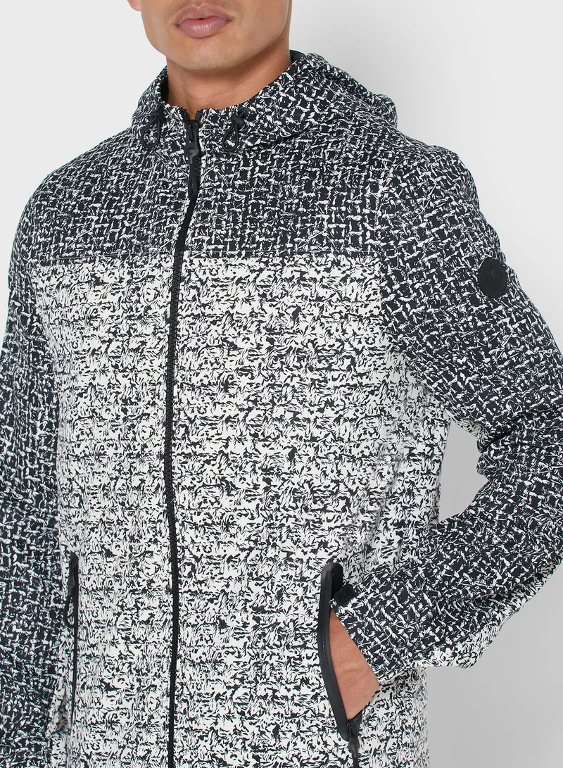 French Connection Color Block Zip Through Hoodie