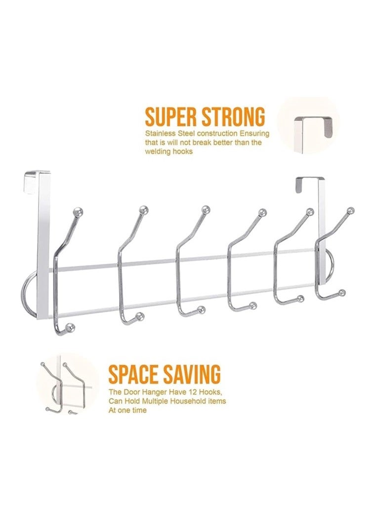 ZO7 Door hanger, 12 hooks over the door hanger, best hanger for hanging towels men and women clothing (stainless steel - coating) - Image 2