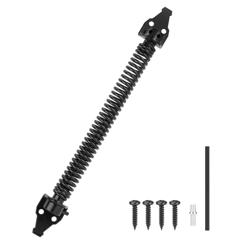 SANKINS 14" Gate Spring Self Closing Heavy Duty Outdoor Door Spring Automatic Metal Gate Closure Hardware with Adjustable Tool for Wooden and Vinyl Fence, Black - Image 1