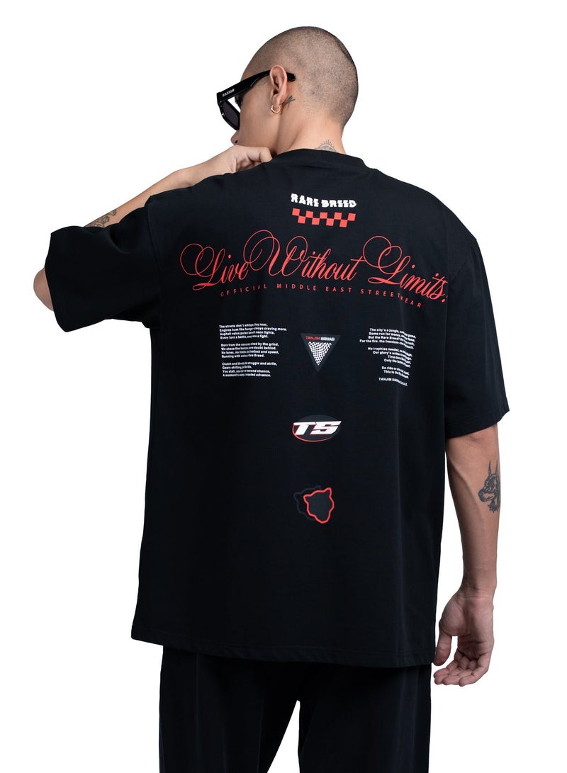 تنجيم سكواد تيشيرت برسومات سباق - أسود - Image 1