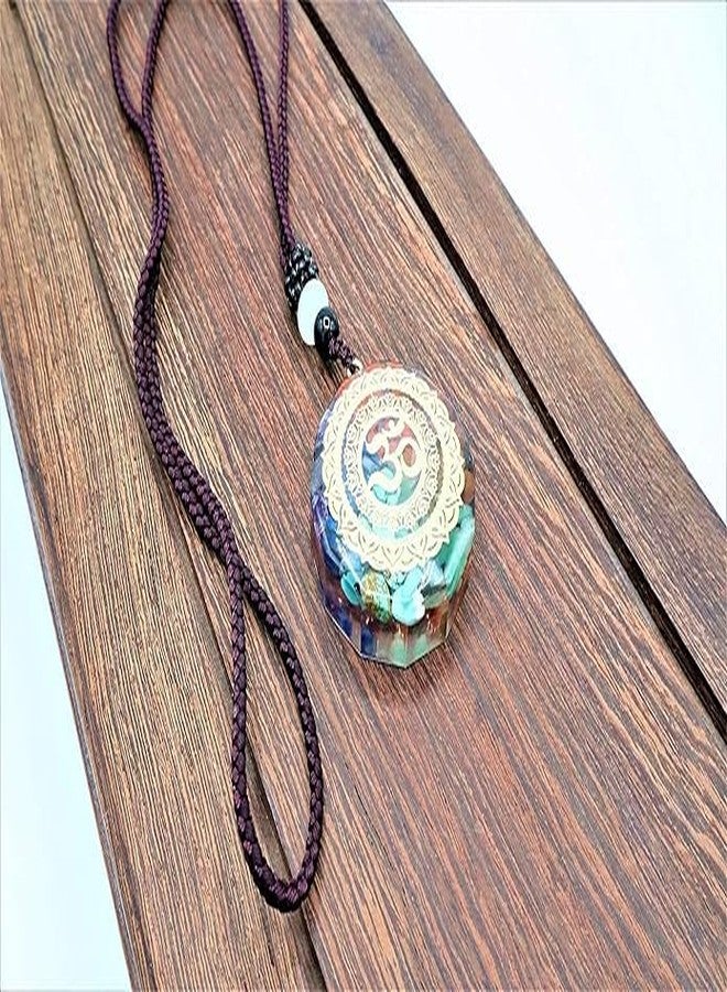 MRIYA Chakra Orgonite Necklace with Healing Crystals to Improve Positive Energy Through Meditation, Yoga, Reiki, and Om Protects Negative Energy Om Pendant Rope Chain for Men Women - Image 3