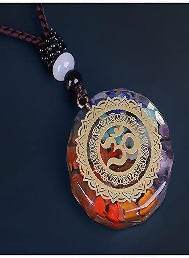 MRIYA Chakra Orgonite Necklace with Healing Crystals to Improve Positive Energy Through Meditation, Yoga, Reiki, and Om Protects Negative Energy Om Pendant Rope Chain for Men Women - Image 2