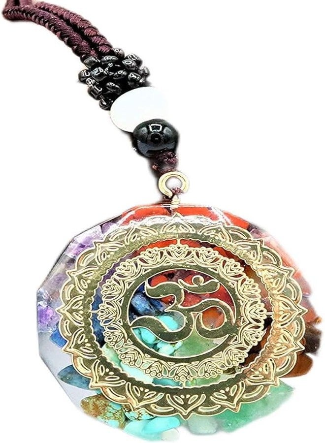 MRIYA Chakra Orgonite Necklace with Healing Crystals to Improve Positive Energy Through Meditation, Yoga, Reiki, and Om Protects Negative Energy Om Pendant Rope Chain for Men Women - Image 1