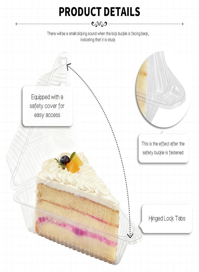YOIYINI 100Pcs Cake Slice Containers,5 Inch Pie Slice Containers Disposable,Individual Cheesecake Containers,Plastic Boxes for Take Out Packaging, Bakery and Cafe Cake Carriers - Image 3