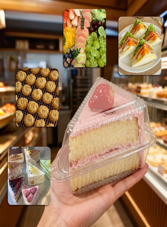 YOIYINI 100Pcs Cake Slice Containers,5 Inch Pie Slice Containers Disposable,Individual Cheesecake Containers,Plastic Boxes for Take Out Packaging, Bakery and Cafe Cake Carriers - Image 5