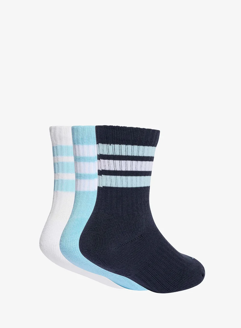 اديداس Kids 3 Pack 3-Stripes Cushioned Crew Socks