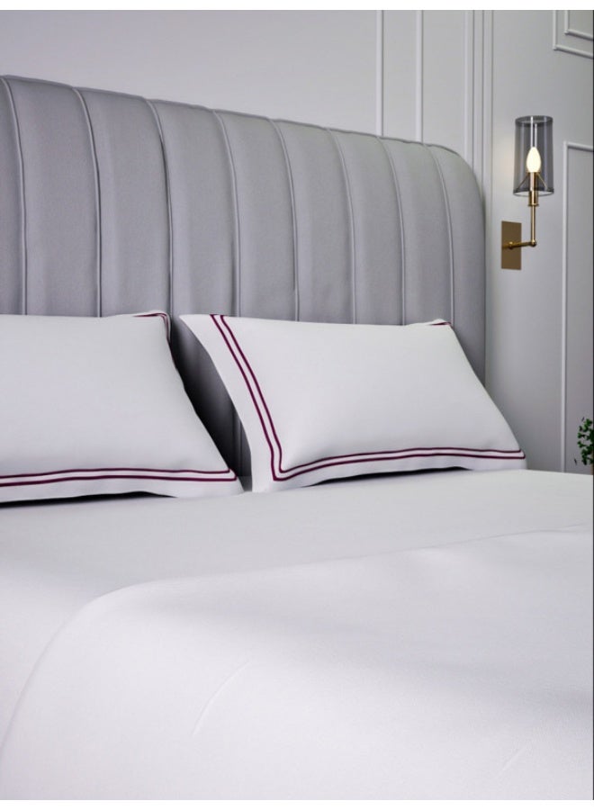 MULBERRY LIVING 100% Cotton - 400Tc Sovereign Whites King Size (180X200 Cms) Fitted Bedsheet With 2 Pillow Covers (50X75 Cm) - White - Image 3