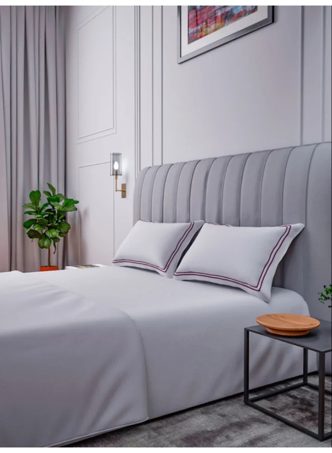 MULBERRY LIVING 100% Cotton - 400Tc Sovereign Whites King Size (180X200 Cms) Fitted Bedsheet With 2 Pillow Covers (50X75 Cm) - White