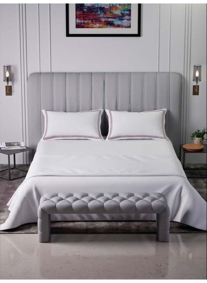 MULBERRY LIVING 100% Cotton - 400Tc Sovereign Whites King Size (180X200 Cms) Fitted Bedsheet With 2 Pillow Covers (50X75 Cm) - White - Image 2