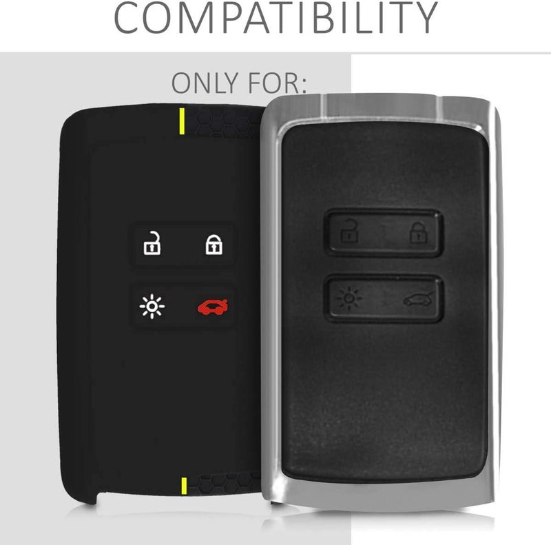 JVCV® Soft Silicone Key Cover Compatible with Renault Duster Kiger Triber Smart Key - Stylish Durable Protective (Black) - Image 2
