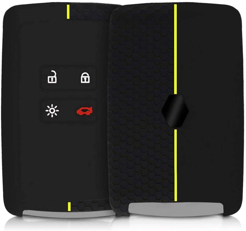 JVCV® Soft Silicone Key Cover Compatible with Renault Duster Kiger Triber Smart Key - Stylish Durable Protective (Black) - Image 1