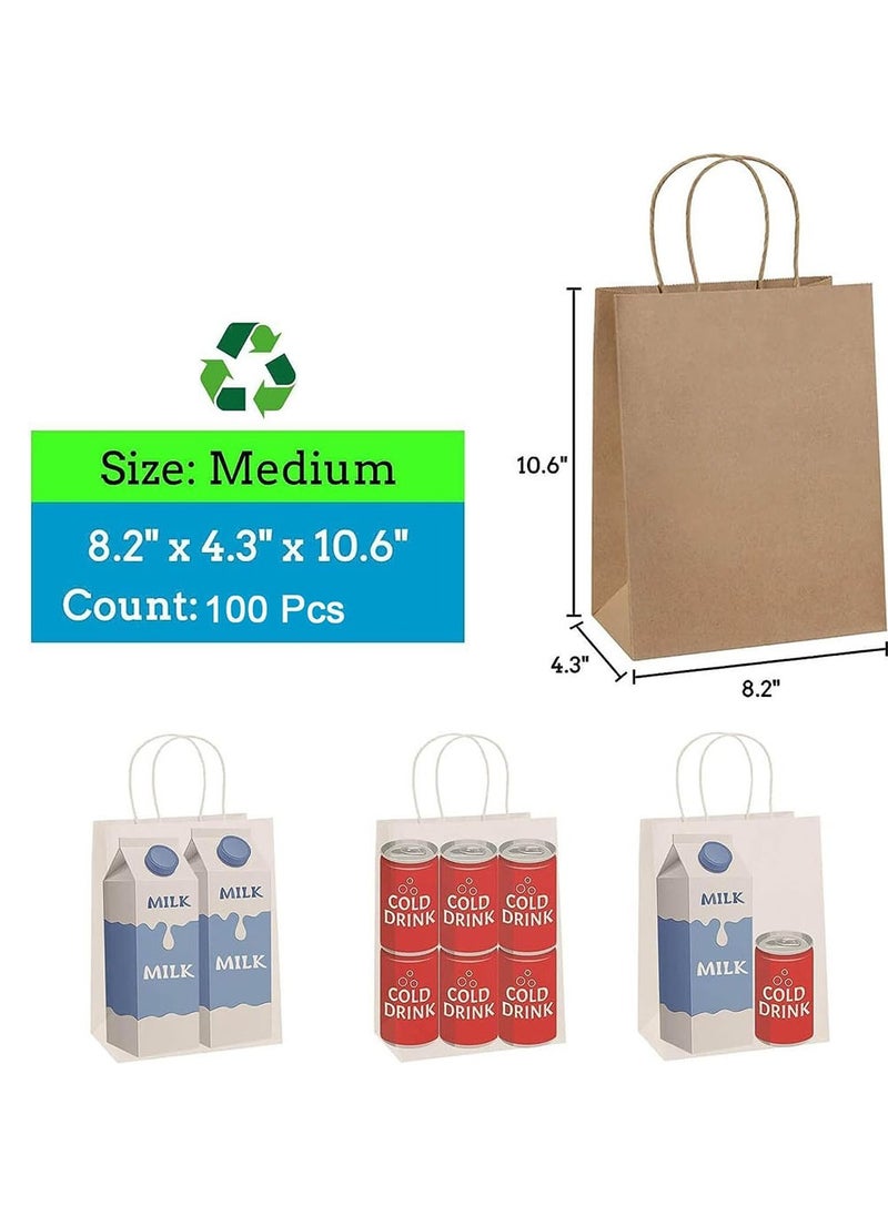YOUGE 50-Piece Paper Gift Bag Set Brown, Small Paper Bags with Handles Bulk, Sturdy Grocery Retail Shopping Bags, Birthday Party Favor Bags, Craft Bags 8.2x4.3x10.6''  - Image 2