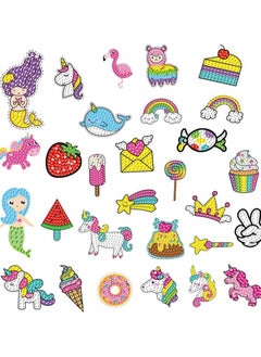 KASTWAVE Diamond Painting Kit for Kids 27PCS 5D Big Diamond Painting Sticker Kits for Kids and Adult Beginners DIY Creative Unicorn Diamond Art Crafts Sticker Diamond Painting Sticker (Unicorn and Food)  - Image 1
