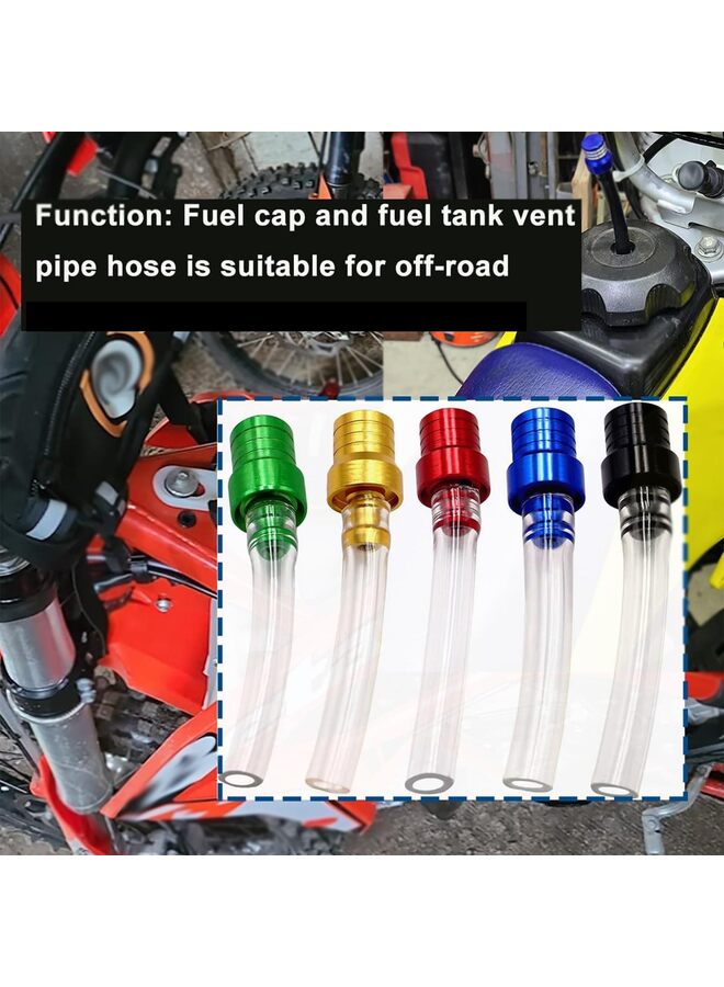 LAMAY 5PCS Motorcycle Gas Cap Gas Fuel Tank Cap Vent, Breathing Tube Hose Two-Way Fuel-Saving Breather Cap, Suitable For All Off-Road Motorcycles (Size : Black) - Image 1