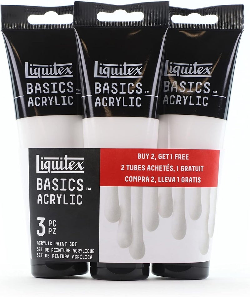 Liquitex Basics Acrylic Paint Set - 3 Tubes of 4-Oz Titanium White - Image 1