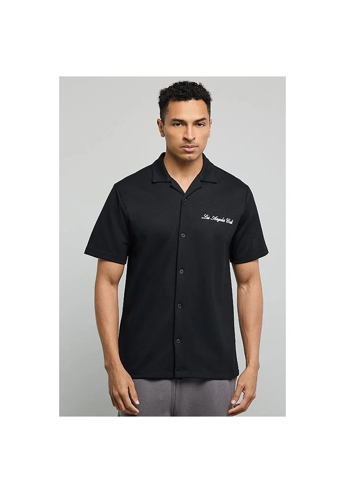 أر أند بي Embroidered Shirt with Reverse Collar and Short Sleeves